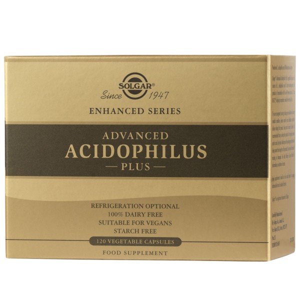 Solgar Advanced Acidophilus Plus 120 Vegetable Capsules.