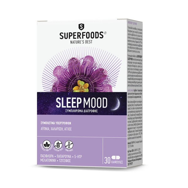 Superfoods Sleep Mood 30caps (Συμπλήρωμα Διατροφής για Αϋπνία, Χαλάρωση & Άγχος)