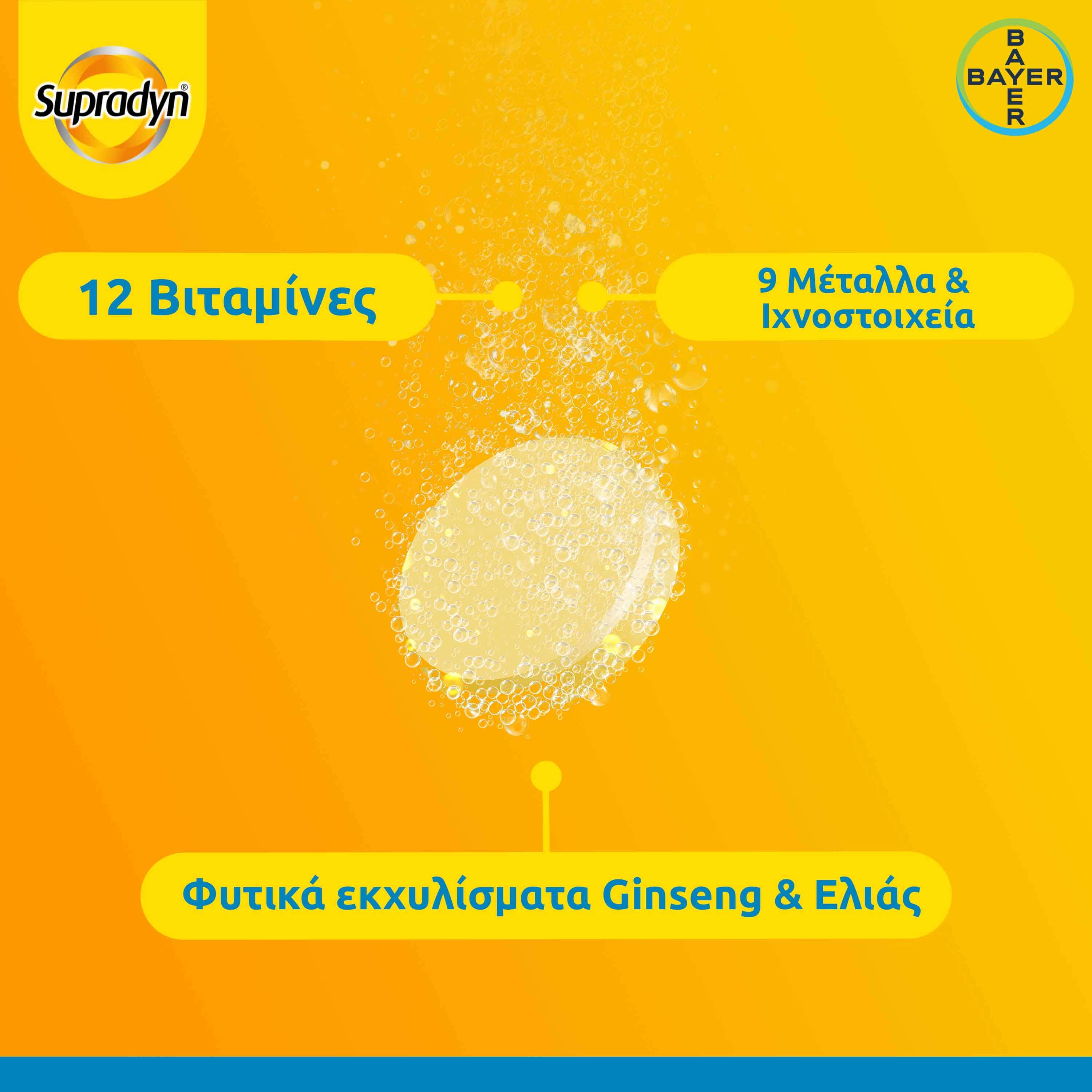 Bayer Supradyn Vitality 50+ 30 Effervescent tabs (Συμπλήρωμα Διατροφής για Ενέργεια & Πνευματική Διαύγεια για Ενήλικες 50+) Bayer Supradyn Vitality 50+ 30 Effervescent tabs (Συμπλήρωμα Διατροφής για Ενέργεια & Πνευματική Διαύγεια για Ενήλικες 50+)