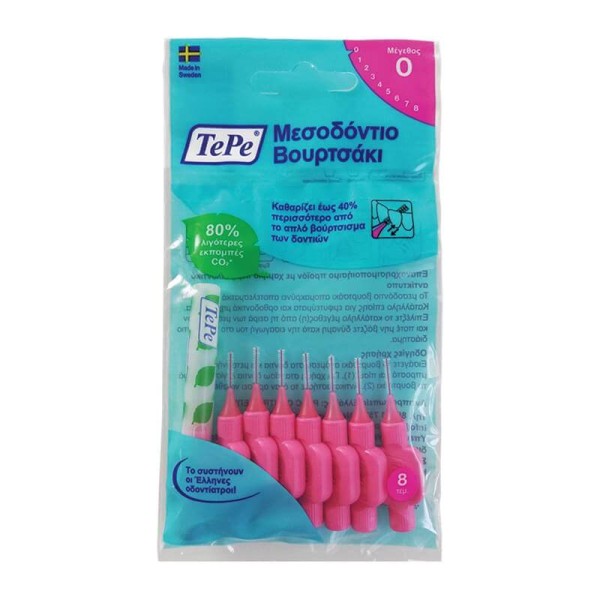 TePe Interdental Brush Original No.0 Pink 0,4mm 8pcs (Μεσοδόντια Βουρτσάκια)