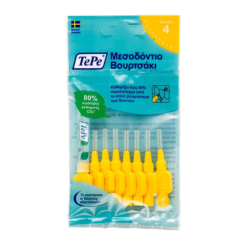 TePe Interdental Brush Original No.4 Yellow 0,7mm 8pcs (Μεσοδόντια Βουρτσάκια) TePe Interdental Brush Original No.4 Yellow 0,7mm 8pcs (Μεσοδόντια Βουρτσάκια)