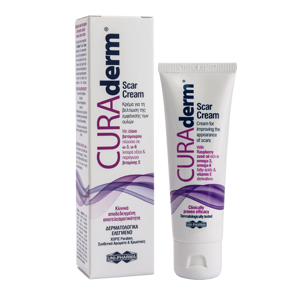 Uni-Pharma CURAderm Scar Cream 50ml (Κρέμα για τη Βελτίωση της Εμφάνισης των Ουλών)