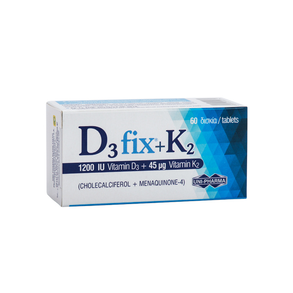 Uni-Pharma Vitamin D3Fix 1.200IU + 45μg Vitamin K2 60 δισκία