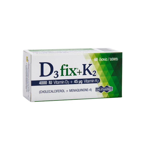 Uni-Pharma Vitamin D3Fix 4.000IU + 45μg Vitamin K2 60 δισκία