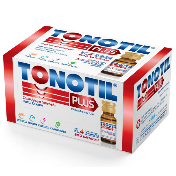 Tonotil Plus 15x10ml (Συμπλήρωμα Διατροφής με Καρνιτίνη & 4 Αμινοξέα)