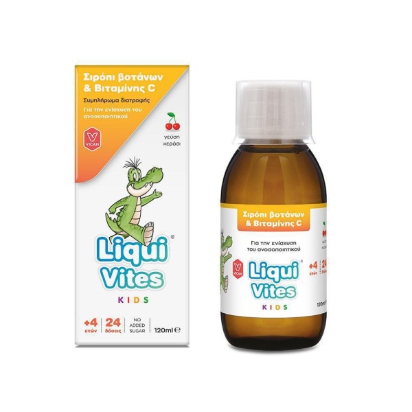 Vican Liqui Vites Kids Syrop 4y+ 120ml (Παιδικό Σιρόπι Βοτάνων & Vit-c για Ενίσχυση Ανοσοποιητικού με Γεύση Κεράσι)