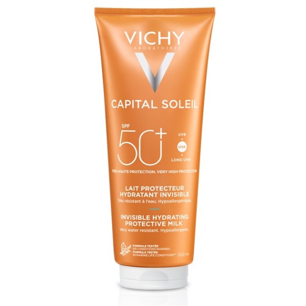 Vichy Suncare Capital Soleil Fresh Protective Milk Beach Protect Face & Body SPF50+ 300ml (Ενυδατικό Αντηλιακό Γαλάκτωμα Προσώπου & Σώματος)