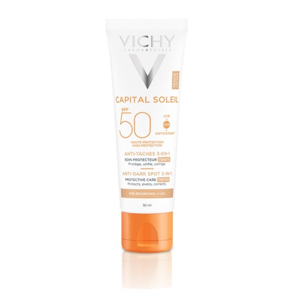 Vichy Suncare Capital Soleil Anti-Dark Spot Tinted 3-in-1 SPF50 50ml (Αντηλιακή Κρέμα Προσώπου για Κηλίδες με Χρώμα)