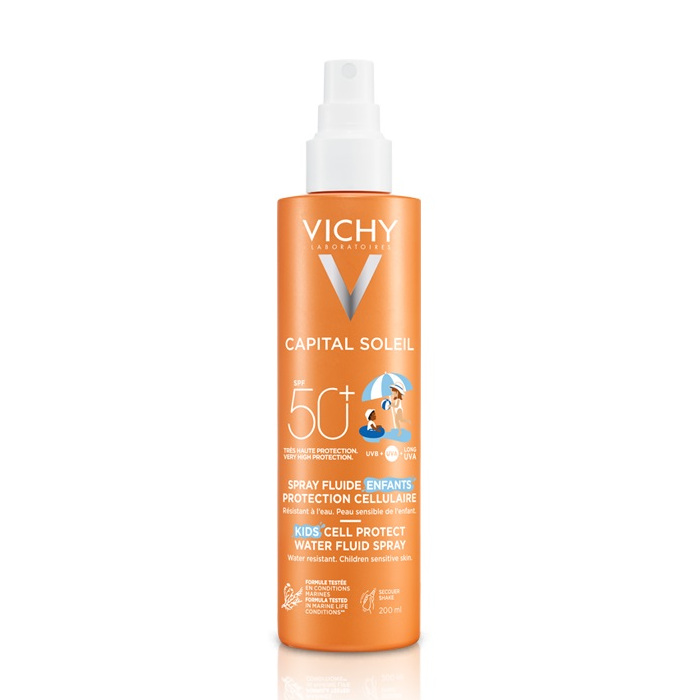 Vichy Suncare Capital Soleil Kids Cell Protect Water Fluid Spray SPF50+ for Face & Body 200ml (Λεπτόρρευστο Παιδικό Αντηλιακό Γαλάκτωμα σε Spray για Πρόσωπο & Σώμα)