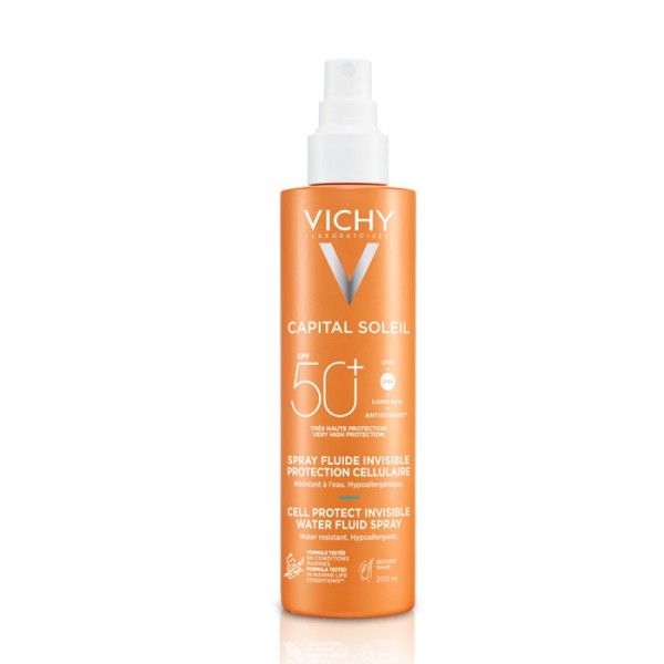 Vichy Suncare Capital Soleil Cell Protect Water Fluid Spray SPF50+ for Body 200ml (Λεπτόρρευστο Αντηλιακό Γαλάκτωμα σε Spray για Σώμα)