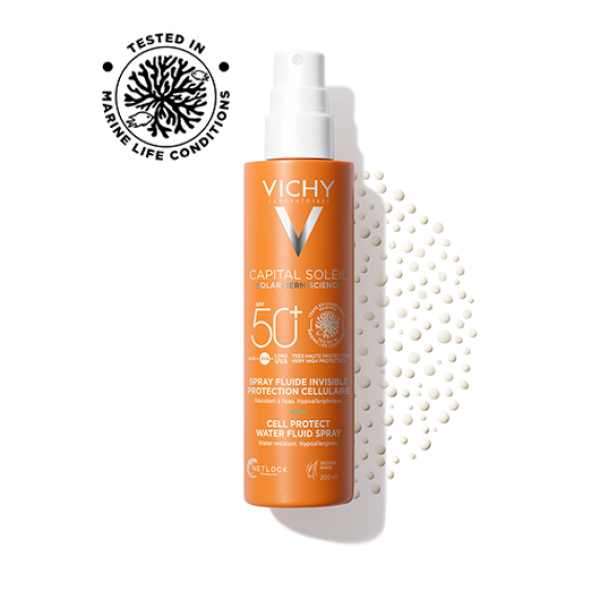 Vichy Suncare Capital Soleil Cell Protect Water Fluid Spray SPF50+ for Body 200ml (Λεπτόρρευστο Αντηλιακό Γαλάκτωμα σε Spray για Σώμα)