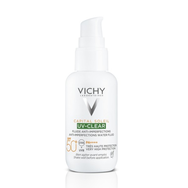 Vichy Suncare Capital Soleil UV-Clear Anti-Imperfections Water Fluid SPF50+ 40ml (Λεπτόρρευστο Αντηλιακό Προσώπου κατά των Ατελειών)