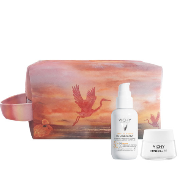 Vichy Suncare Promo Pack Capital Soleil UV-Age Daily SPF50+ 40ml + Gift Mineral 89 Hydrating Cream Booster 15ml + Bag (Αντηλιακό Προσώπου κατά της Φωτογήρανσης + ΔΩΡΟ Mineral 89 Κρέμα Ενυδάτωση + Συλλεκτικό Τσαντάκι)