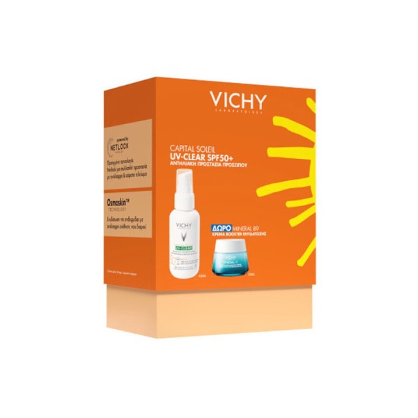 Vichy Suncare Capital Soleil Promo UV-Clear Anti-Imperfections Water Fluid SPF50+ 40ml + GIFT Mineral 89 Cream Hydration Booster 15ml (Λεπτόρρευστο Αντηλιακό Προσώπου κατά των Ατελειών + ΔΩΡΟ Κρέμα Booster Ενυδάτωσης) Vichy Suncare Capital Soleil Promo UV-Clear Anti-Imperfections Water Fluid SPF50+ 40ml + GIFT Mineral 89 Cream Hydration Booster 15ml (Λεπτόρρευστο Αντηλιακό Προσώπου κατά των Ατελειών + ΔΩΡΟ Κρέμα Booster Ενυδάτωσης)