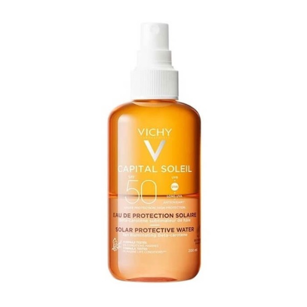 Vichy Suncare Capital Soleil Solar Protective Water Tan Enhancing SPF50 Αντηλιακό Νερό SPF50 για Πρόσωπο & Σώμα με Β-Καροτένιο, 200ml