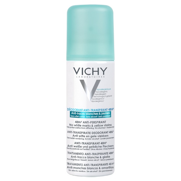 Vichy Deodorant 48hr Anti-perspirant Deodorant Spray 125ml (Αποσμητικό Spray 48ωρης προστασίας Κατά των Λευκών & Κίτρινων Λεκέδων)